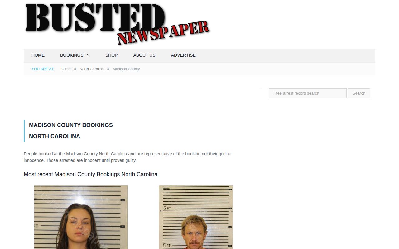Busted Newspaper Madison County secondary booking page