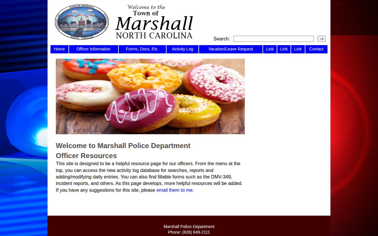 Marshall Police official resource page for local arrest records